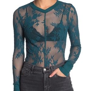Free People Lace Knit Layering Top Sexy trendy